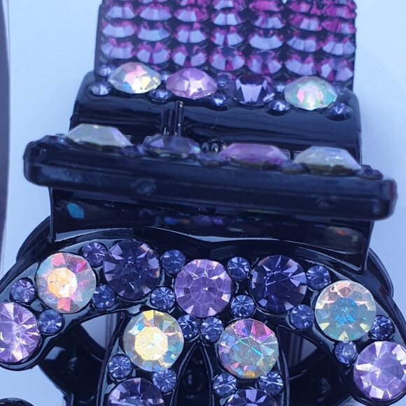 Fashion Purple Crystals Claw Long Hair Tie  Women Casual Formal Accessory Gift - Picture 3 of 3